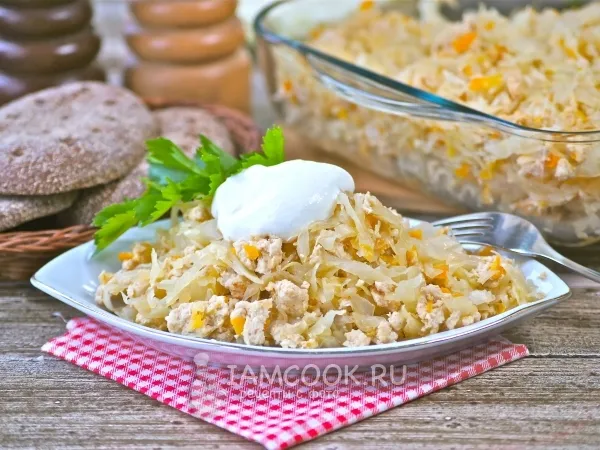 Фото блюда: Капуста с фаршем в духовке