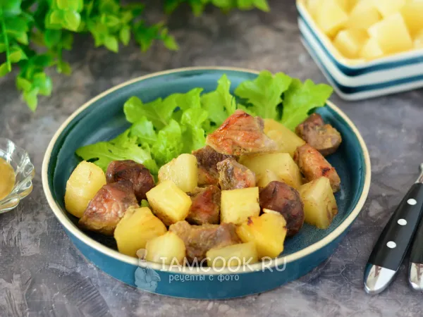 Фото блюда: Мясо в горчице с ананасами
