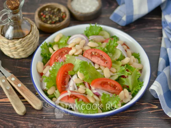 Фото блюда: Салат с фасолью, огурцом и помидором
