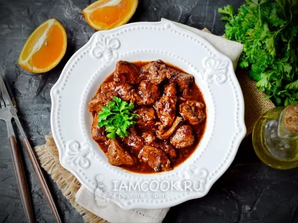 Фото блюда: Говядина в кисло-сладком соусе с апельсином