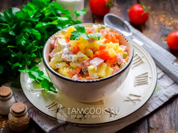 Фото блюда: Салат «Столичный» с ветчиной