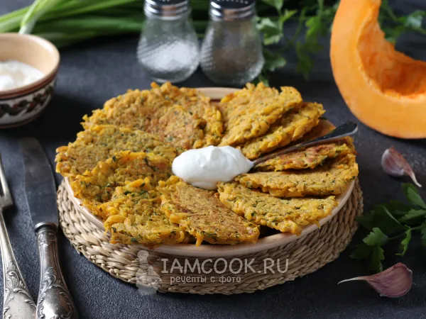 Фото блюда: Оладьи из тыквы с чесноком