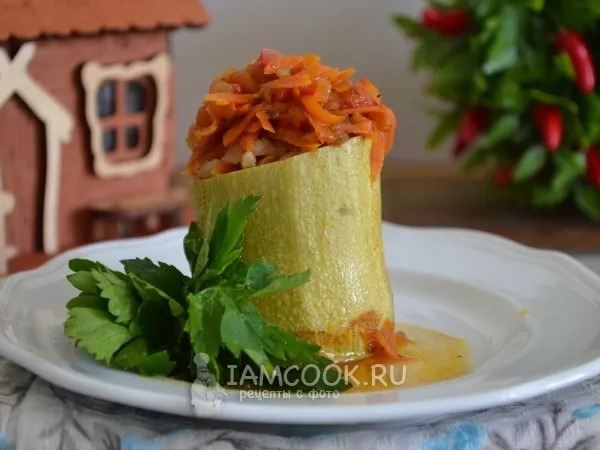 Фото блюда: Фаршированные кабачки в мультиварке