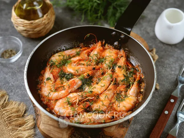 Фото блюда: Креветки в чесночном соусе