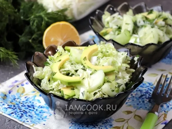 Фото блюда: Салат из пекинской капусты, авокадо и огурца