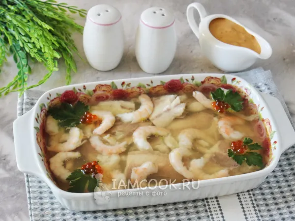 Фото блюда: Заливное из рыбы с креветками