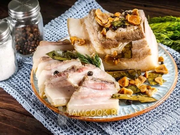 Фото блюда: Вареное сало в пакете