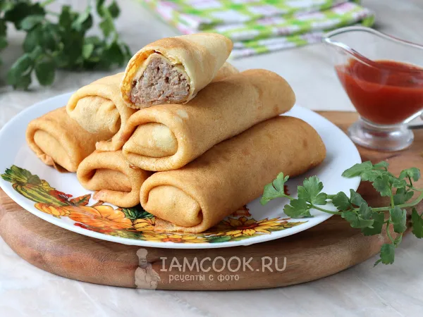 Фото блюда: Блины с печенью и рисом