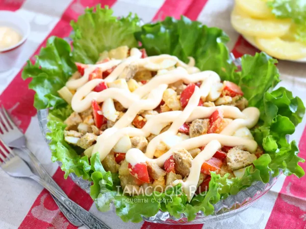 Фото блюда: Салат «Экзотика» с ананасом и курицей