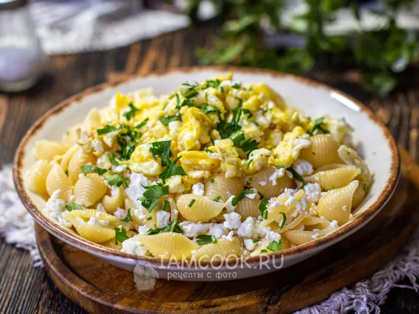Фото блюда: Макароны с творогом и яйцом