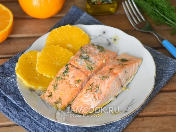 Фото блюда: Лосось с апельсинами в духовке