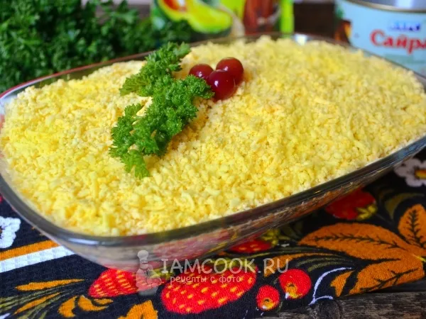 Фото блюда: Салат «Мимоза» без картошки и моркови