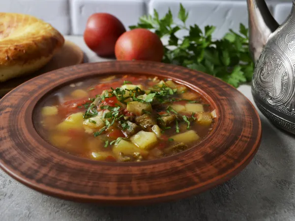 Фото блюда: Армянский суп из баклажанов с помидорами