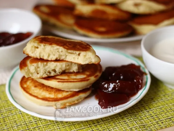 Фото блюда: Пышные оладьи на кефире для ребенка