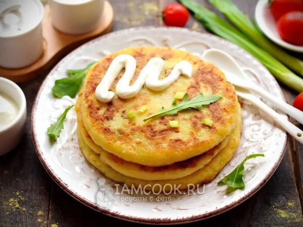 Фото блюда: Картофельные лепешки с фаршем на сковороде