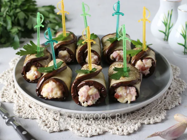 Фото блюда: Рулеты из баклажанов с ветчиной