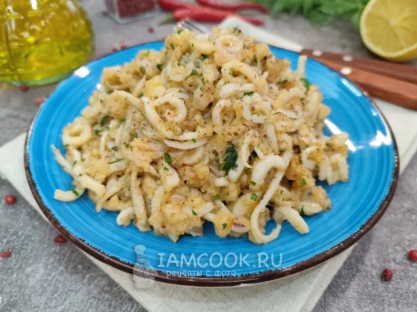 Фото блюда: Кальмары в чесночном соусе