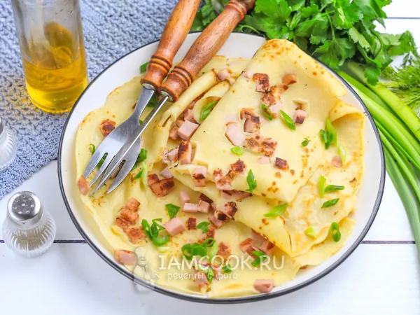 Фото блюда: Блины с припеком (с колбасой)