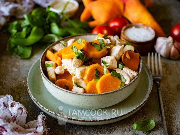 Фото блюда: Батат с индейкой в духовке