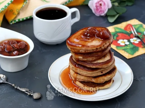 Фото блюда: Пышные оладьи на кефире без дрожжей