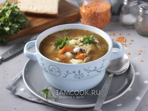 Фото блюда: Картофельный суп с килькой и чечевицей