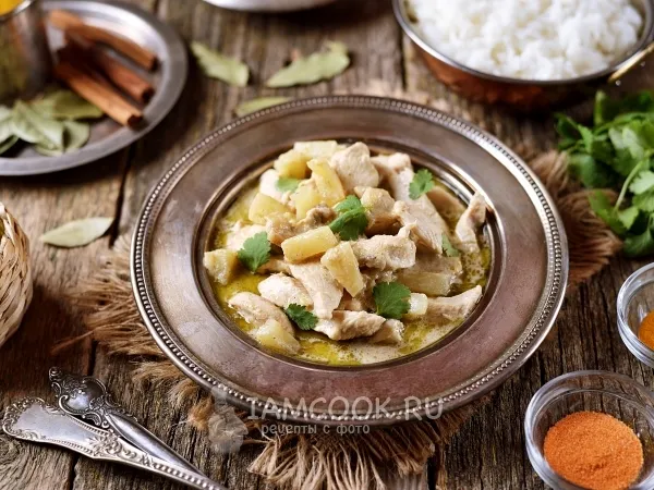 Фото блюда: Курица карри с ананасами