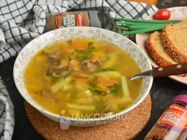 Фото блюда: Грибной суп со шпинатом