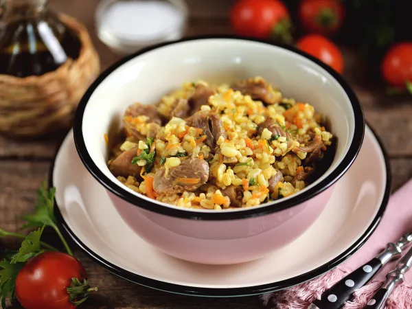 Фото блюда: Булгур с куриными желудками