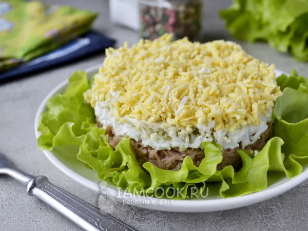 Фото блюда: Салат с тунцом и плавленым сыром