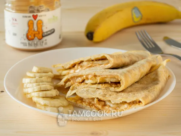 Фото блюда: Овсяноблин с арахисовой пастой и бананом