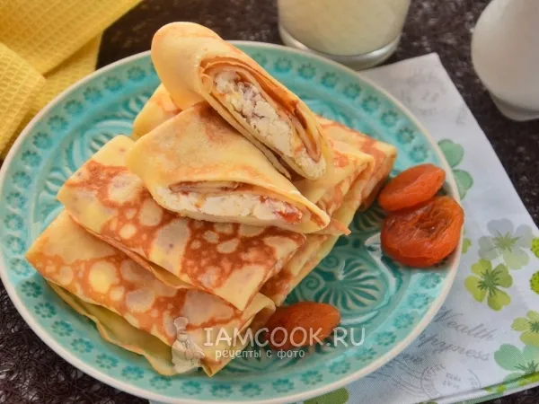 Фото блюда: Блины с творогом и курагой