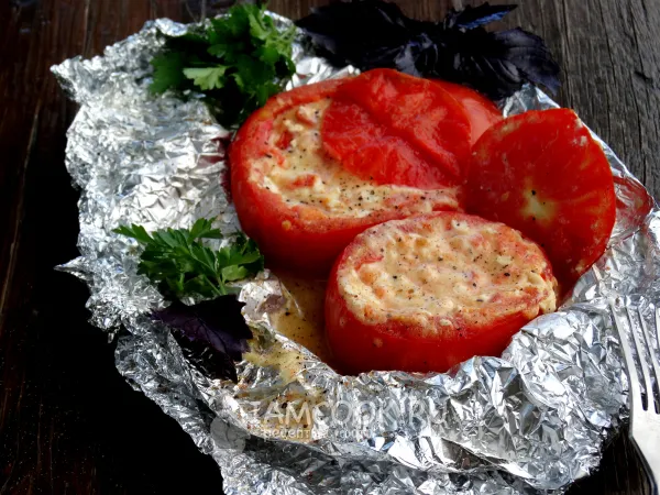 Фото блюда: Помидоры с сыром на мангале