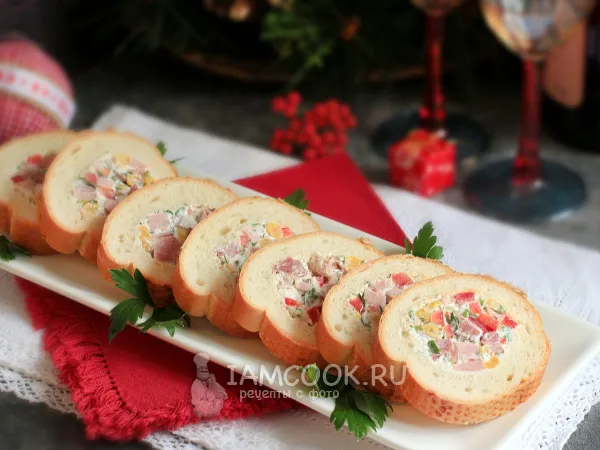Фото блюда: Закуска из багета с начинкой