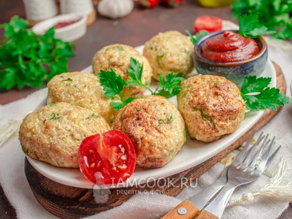 Фото блюда: Куриные котлеты с цветной капустой в духовке