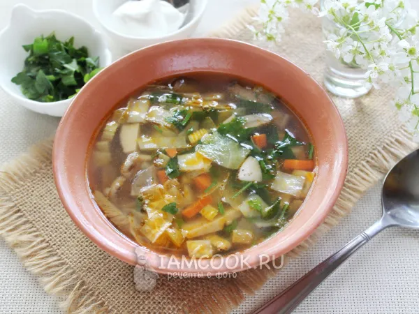 Фото блюда: Щи с солеными грибами и свежей капустой