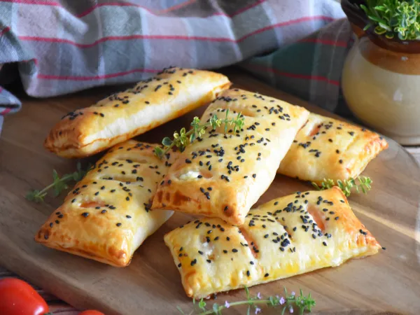 Фото блюда: Слойки с семгой (из слоеного теста)