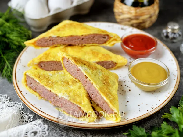 Фото блюда: Шницель по-елецки в омлете