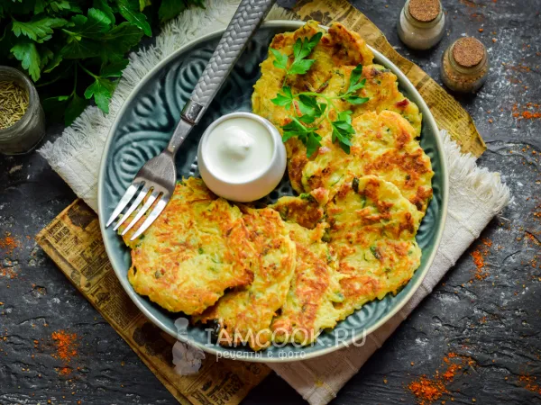 Фото блюда: Драники с салом и зеленью