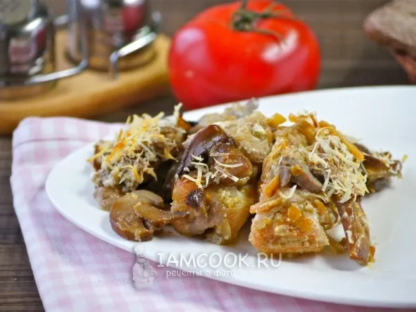 Фото блюда: Рыба с грибами в духовке