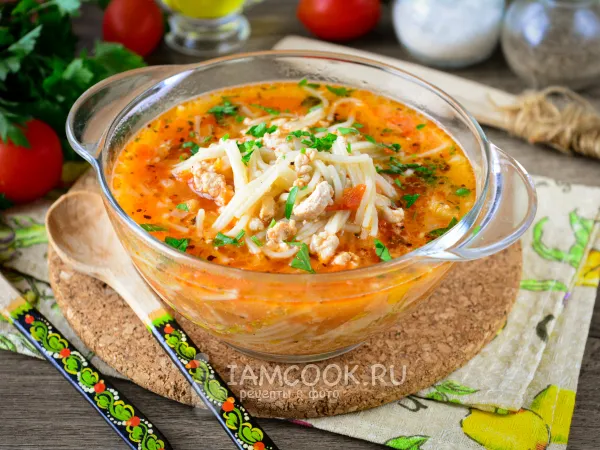 Фото блюда: Суп с фаршем и вермишелью