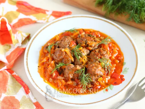 Фото блюда: Куриные фрикадельки в томатном соусе