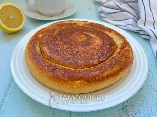 Фото блюда: Кабардинский слоеный сладкий хлеб на сковороде