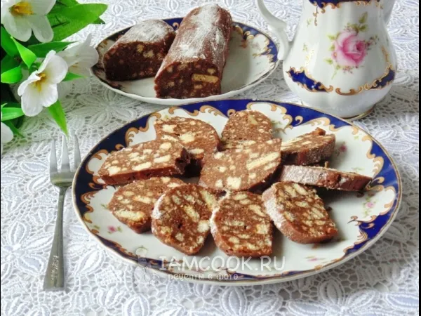 Фото блюда: Шоколадная колбаса из печенья