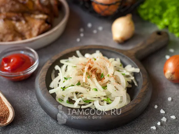 Фото блюда: Маринованный лук с зеленью