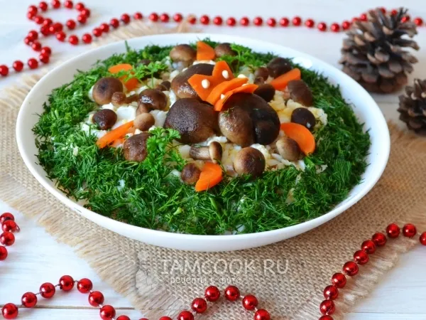 Фото блюда: Салат «Грибная поляна» с опятами