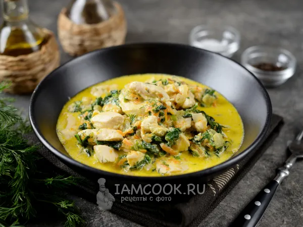 Фото блюда: Куриная грудка со шпинатом и сливками