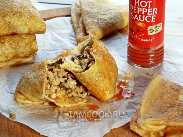 Фото блюда: Блины с мясом и грибами