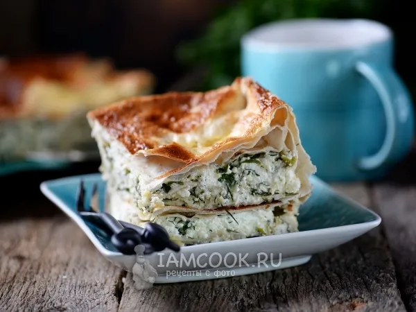 Фото блюда: Пирог из лаваша с сыром в духовке
