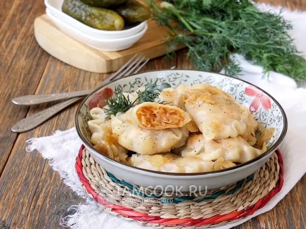 Фото блюда: Постные вареники с капустой