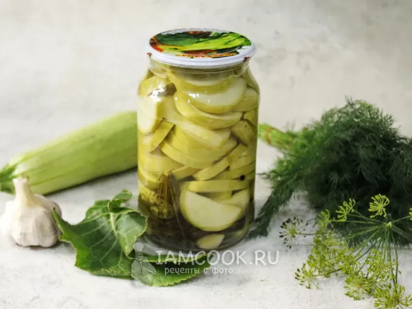 Фото блюда: Маринованные кабачки в литровых банках